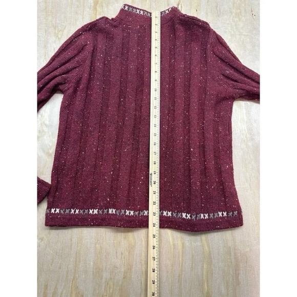 Woolrich 1/4 Zip Women’s Medium Ruby Heather Ramie Wool Blend Outdoor  M - Picture 6 of 6